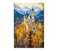 Cafemira 1000 Piece Wooden Jigsaw Puzzle,Autumn Castle in Golden Forests,Creative Activity Hobbies for Adults,Hands on assembly of your home decor wall art,Ideal for Relaxation and Family Fun