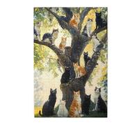 Cafemira 1000 Piece Wooden Jigsaw Puzzle,Cats Gathering Under Shady Tree,Creative Activity Hobbies for Adults,Hands on assembly of your home decor wall art,Every Piece is Unique,for cat lover