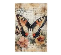 Cafemira 1000 Piece Wooden Jigsaw Puzzle for Adult,Butterflies and Blossoms on Aged Paper,Pieces Fit Together Perfectly,Exercise Hands on Skills and Thinking,challenge to yourself