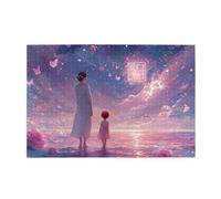 Cafemira 1000 Piece Wooden Jigsaw Puzzle For Adult,Charming Beach Scene With Mother & Daughter Facing Ocean Waves,Relax And Enjoy The Fun Of Solving,Brainstorming For Stress Relief
