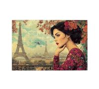 Cafemira 1000 Piece Wooden Jigsaw Puzzle For Adult,Nostalgic Posters Of City Landmarks And Beautiful Women,Relax And Enjoy The Fun Of Solving,Use Your Imagination To The Fullest,Stunning Artwork