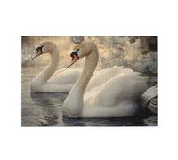 Cafemira 1000 Piece Wooden Jigsaw Puzzle For Adults,Two Beautiful White Swans,Relieve Stress& Enjoy The Fun Of Solving,Hands On Assembly Of Your Home Decor Wall Art,Stunning Artwork