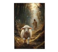 Cafemira 1000 Pieces jigsaw Puzzles for Adults,The sheep are running in front,and the priest is chasing behind them,Great for Relaxation and Display,for entertaining with family during holidays