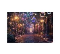 Cafemira 1000 Pieces Wooden Jigsaw Puzzle,Bubbles-Filled Night Street,Magical Evening Urban Scene,puzzles for Adults,Relieve Stress and Enjoy the Fun of Solving,Exercise your hands on skills