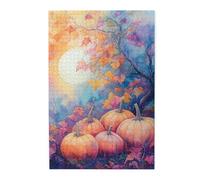 Cafemira 1000 Pieces Wooden jigsaw Puzzle for Adults,A colorful watercolor painting of pumpkins,Stunning Artwork,Exercise Hands on Skills and Thinking,Relax and Enjoy the Fun of Solving Puzzles