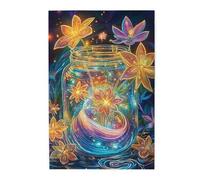 Cafemira 1000 Pieces Wooden Jigsaw Puzzle For Adults,A Whimsical Still Life,Featuring Glowing Glass Jar,Relieve Stress& Enjoy The Fun Of Solving,Every Piece Is Unique,Complete With Family