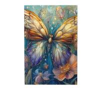 Cafemira 1000 Pieces Wooden Jigsaw Puzzle For Adults,Beautiful Butterfly In Blooming Garden,Vibrant Floral Wonderland,Exercise Hands On Skills And Thinking,Ideal For Relaxation And Family Fun