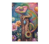 Cafemira 1000 Pieces Wooden Jigsaw Puzzle For Adults,Chameleon Clinging To Tree Trunk,Master Of Camouflage In Nature,Relax And Enjoy The Fun Of Solving,Exercise Hands On Skills And Thinking