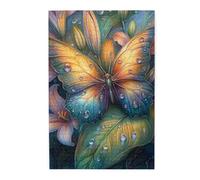 Cafemira 1000 Pieces Wooden Jigsaw Puzzle For Adults,Delicate Butterfly Adorned With Morning Dew,Every Piece Is Unique,Relax And Enjoy The Fun Of Solving,Stunning Artwork,Gift For Insect Lovers
