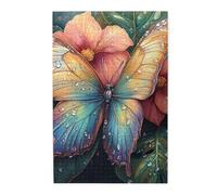 Cafemira 1000 Pieces Wooden Jigsaw Puzzle For Adults,Exquisite Butterfly With Dewdrops,Exploratory Hobbies And Challenges,Relieve Stress And Enjoy The Fun Of Solving,Gift For Insect Lovers