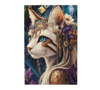 Cafemira 1000 Pieces Wooden Jigsaw Puzzle For Adults,Gothic Goddess Cat,Mythical Feline Deity,Relieve Stress& Enjoy The Fun Of Solving,Suitable For Entertaining With Family During Holidays