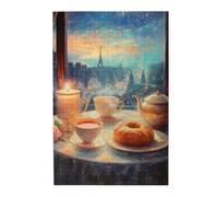 Cafemira 1000 Pieces Wooden Jigsaw Puzzle For Adults,Tea And Dim Sum On The Oil Painting Style Table,Brainstorming For Stress Relief,Exercise Your Hands On Skills,Complete With Family Friends