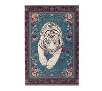 Cafemira 1000 Pieces Wooden Jigsaw Puzzle For Adults,Vintage Carpet As Background,Jumping White Tiger,Exercise Your Hands On Skills,Relieve Stress And Enjoy The Fun Of Solving Puzzles