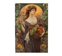 Cafemira 1000 Pieces Wooden Jigsaw Puzzle For Adults,Vintage Wave Goddess Illustration,Classic Ocean Deity Art,Brainstorming For Stress Relief,Party Events To Bring People Closer Together