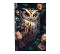 Cafemira 1000 Pieces Wooden Jigsaw Puzzle For Adults,Wise Owl Perched Among Blooming Flowers,Enchanting Scene,Relieve Stress& Enjoy The Fun Of Solving,Ideal For Relaxation & Family Fun