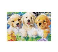 Cafemira 1000 Pieces Wooden Jigsaw Puzzle,Three Puppies in Bubbles Bath,Adorable Canine Bath Time,puzzles for Adults,Relieve Stress and Enjoy the Fun of Solving,Exercise your hands on skills