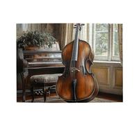 Cafemira 500 Pcs Adult Wildlife Jigsaw Puzzle Wooden,Elegant Room With Cello Leaning Against Piano,Relax And Enjoy The Fun Of Solving,Exploratory Hobbies &Challenges,Gifts For Instrument Lovers