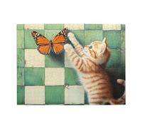 Cafemira 500 Pcs Adult Wooden Jigsaw Puzzle,Funny Kitten And Butterfly,Pleasure Both Body And Mind,Relax And Enjoy The Fun Of Solving Puzzles,Exercise Hands On Ability And Thinking Patience