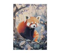 Cafemira 500 Pcs Jigsaw Puzzle Wooden for Adult,Adorable Red Panda Climbing Tree in Zoo Enclosure,Relax and Enjoy the Fun of Solving,Challenging Brain Exercise,Ideal for party game nights