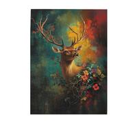 Cafemira 500 Pcs Jigsaw Puzzle Wooden for Adult,Majestic Deer Entwined with Flowing Vines in Enchanted forests,Relax and Enjoy the Fun of Solving,Challenging Brain Exercise,Stunning Artwork