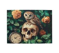 Cafemira 500 Pcs Vibrant Design Jigsaw Puzzle Wooden For Adult,Owl Perched On A Human Skull,Relax And Enjoy The Fun Of Solving,Exercise Hands On Skills And Thinking,Gift For Animal Lovers