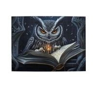 Cafemira 500 Pcs Vibrant Design Jigsaw Puzzle Wooden For Adult,Owl Reading Book In Cozy Library,Relax And Enjoy The Fun Of Solving,Exercise Hands On Skills And Thinking,Gift For Animal Lovers