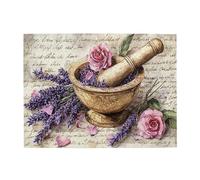 Cafemira 500 Pcs Wooden Adult Jigsaw Puzzle,Grinding Vibrant Lavender And Rose Petals,Exercise Your Hands On Skills,Challenging Brain Exercise,Complete With Family And Friends