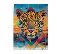 Cafemira 500 Pcs Wooden Jigsaw Puzzle,A leopard in the style of an optical illusion,Creative Activity Hobbies for Adults,Relax and enjoy the fun of solving,Stunning Artwork,gift for animal lover