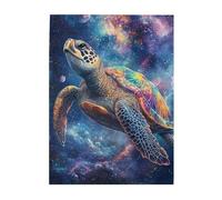Cafemira 500 Pcs Wooden Jigsaw Puzzle,A majestic sea turtle gracefully glides through the cosmic waters,Exercise Hands on Skills and Thinking,Party events to bring people closer together