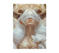 Cafemira 500 Pcs Wooden Jigsaw Puzzle,A mystical portrait of the zodiac sign Aries,Creative Activity Hobbies for Adults,Exercise Hands on Skills and Thinking,Complete with family friends
