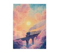Cafemira 500 pcs Wooden Jigsaw Puzzle,A train run above the sky,Adult puzzles game,Relieve Stress and Enjoy the Fun of Solving,Ideal for party game nights,promote a warmer relationship
