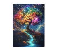 Cafemira 500 Pcs Wooden Jigsaw Puzzle,A Tree Of Life With Rainbow Branches,Exercise Hands On Skills And Thinking,Brainstorming For Stress Relief,Pleasure Both Body And Mind,Every Piece Is Unique