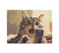 Cafemira 500 Pcs Wooden Jigsaw Puzzle,Cute Cat Look Your Phone,Adult Gifts,Exercise Hands On Skills And Thinking,Every Piece Is Unique,Creative Activity Hobbies,Pieces Fit Together Perfectly,