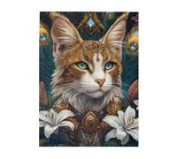 Cafemira 500 Pcs Wooden Jigsaw Puzzle,Divine FelineEnchanting Gothic Cat Goddess,Creative Activity Hobbies for Adults,Exercise Hands on Skills and Thinking,Complete with family and friends