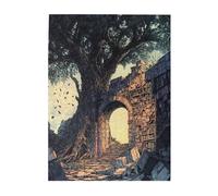 Cafemira 500 pcs Wooden Jigsaw Puzzle for Adult,Ancient Tree Amidst Ruined Library,Relieve Stress and Enjoy the Fun of Solving Puzzles,Exercise Hands-on Ability and Thinking Patience