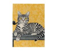 Cafemira 500 pcs Wooden Jigsaw Puzzle for Adult,Cat Lounging on Vintage Chair,Classic Feline Elegance,Relieve Stress and Enjoy the Fun of Solving Puzzles,Complete with family Friends