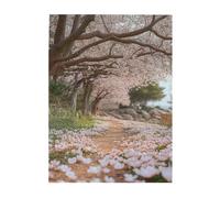 Cafemira 500 pcs Wooden Jigsaw Puzzle for Adult,Tung Blossom Trail,the ground is covered with tung blossoms,Relieve Stress and Enjoy the Fun of Solving Puzzles,Complete with family Friends,