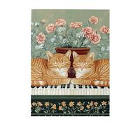 Cafemira 500 pcs Wooden Jigsaw Puzzle for Adult,Two Cats Sleeping on Piano Keys,Relieve Stress and Enjoy the Fun of Solving Puzzles,Every Piece is Unique,Complete with family Friends,