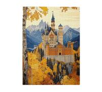 Cafemira 500 pcs Wooden Jigsaw Puzzle for Adults,Autumn Castle in Golden Forests,Relieve Stress and Enjoy the Fun of Solving,Exercise your hands on skills,Ideal for party game nights