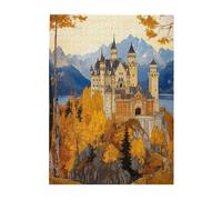 Cafemira 500 pcs Wooden Jigsaw Puzzle for Adults,Autumn Castle in Golden Forests,Relieve Stress and Enjoy the Fun of Solving,Exercise your hands on skills,Ideal for Relaxation and Family Fun