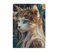 Cafemira 500 Pcs Wooden Jigsaw Puzzle,Gothic Goddess Cat,Mythical Feline Deity,Creative Activity Hobbies for Adults,Exercise Hands on Skills and Thinking,Complete with family and friends