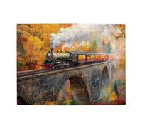 Cafemira 500 Pcs Wooden jigsaw Puzzles for Adults,Steam Locomotive on Stone Arch Bridge,Enjoy the puzzle solving process,Exercise your hands on skills,Deep relaxation for yourself