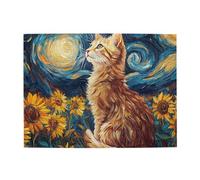 Cafemira 500 Pcs Wooden Puzzles,Sunflowers And Cats,Adults Jigsaw Puzzle,Relax And Enjoy The Fun Of Solving,Exploratory Hobbies And Challenges,Every Piece Is Unique,Gift For Animal Lovers