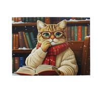 Cafemira 500 Piece Adult Wooden Jigsaw Puzzle,Cat Reading In The Library,Relax And Enjoy The Fun Of Solving Puzzles,Challenging Brain Exercise,Every Piece Is Unique,Gifts For Friends And Family