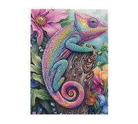 Cafemira 500 Piece Jigsaw Puzzle,Adults Wooden puzzles,Chameleon Clinging to Tree Trunk,Master of Camouflage in Nature,Relieve Stress &Enjoy the Fun of Solving,Exploratory hobbies and challenges