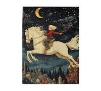 Cafemira 500 Piece Jigsaw Puzzle,Boy Riding White Horse Under Starry Sky,Adults Wooden puzzles,Relieve Stress and Enjoy the Fun of Solving,Exercise your hands on skills,Every Piece is Unique