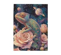 Cafemira 500 Piece Jigsaw Puzzle,Cute chameleons on rose,Adults Wooden puzzles,Relieve Stress & Enjoy the Fun of Solving,Exercise your hands on skills,Exploratory hobbies and challenges