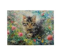Cafemira 500 Piece Vibrant Jigsaw Puzzle,Cute Cats In The Flowers,Impossible Hard Difficult Challenging Puzzles For Adults,Relieve Stress And Enjoy The Fun Of Solving,Gift For Animal Lovers