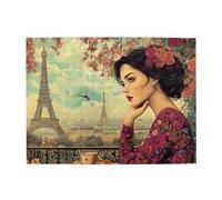 Cafemira 500 Piece Wooden Jigsaw Puzzle For Adult,Nostalgic Posters Of City Landmarks And Beautiful Women,Relax And Enjoy The Fun Of Solving,Use Your Imagination To The Fullest,Stunning Artwork