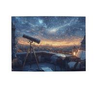 Cafemira 500 Piece Wooden Jigsaw Puzzle For Adult,Telescope On Observation Deck With Stunning Night City View,Relax And Enjoy The Fun Of Solving,Brainstorming For Stress Relief,